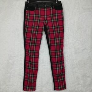 Hollywood & Vine Jeans Womens  Jeggings Red Plaid Black Low Rise Denim Juniors 7